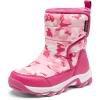 DREAM PAIRS Kids’ Waterproof Snow Boots with Hook and Loop Mid Calf Faux Fur Lining Winter Boots(Rose Red)