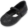 DREAM PAIRS Toddler Girls Dress Shoes Mary Jane Ballet Flats, Flower Girl Shoes with Rhinestone, Slip-on Toddler Mary Jane Flats(Black/Glitter)