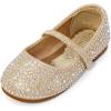 DREAM PAIRS Toddler Girls Dress Shoes Mary Jane Ballet Flats, Flower Girl Shoes with Rhinestone, Slip-on Toddler Mary Jane Flats(Muy-shine-gold Glitter)