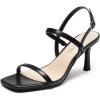 DREAM PAIRS Womens Slingback Heels Square Open Toe Strappy Sandals Ankle Strap High Heeled Dressy Shoes(Black)