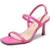 DREAM PAIRS Womens Slingback Heels Square Open Toe Strappy Sandals Ankle Strap High Heeled Dressy Shoes(Hot Pink)