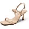 DREAM PAIRS Womens Slingback Heels Square Open Toe Strappy Sandals Ankle Strap High Heeled Dressy Shoes(Nude)