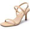 DREAM PAIRS Womens Slingback Heels Square Open Toe Strappy Sandals Ankle Strap High Heeled Dressy Shoes(Nude-nubuck)