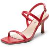 DREAM PAIRS Womens Slingback Heels Square Open Toe Strappy Sandals Ankle Strap High Heeled Dressy Shoes(Red-pu)