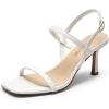 DREAM PAIRS Womens Slingback Heels Square Open Toe Strappy Sandals Ankle Strap High Heeled Dressy Shoes(White)