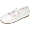 Dream Pairs Girls Ballerina Dress Shoes Mary Jane Flats(White-pu)