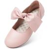Dream Pairs Girls Ballerina Flats Mary Jane Front Bow Dress Shoes(Pink)