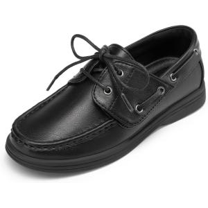 DREAM PAIRS Boys Dress Shoes Boat Shoes Slip on Loafers Casual School Shoes (Toddler/Little Kid/Big Kid)(All Black)