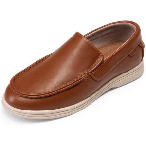DREAM PAIRS Boys Dress Shoes Slip-On Loafers Casual Flat Shoes (Toddler/Little Kid/Big Kid)(Brown)