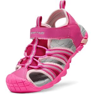 DREAM PAIRS Boys Girls Outdoor Summer Sport Athletic Sandals for Toddler/Little/Big Kid(Fuchsia/Shell/Pink)