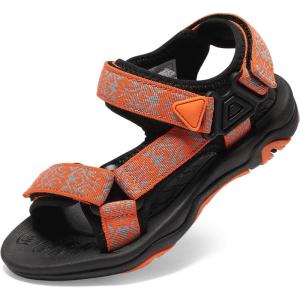 DREAM PAIRS Boys Girls Sandals Kids Adventurous Light-Weight Adjustable Straps Summer Water Shoes (Toddler/Little Kid/Big Kid)(Orange/Black)