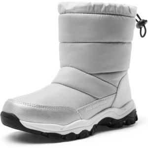 DREAM PAIRS Boys Girls Snow Boots Lightweight Slip Resistant Mid Calf Winter Shoes for Little/Big Kid(Grey)