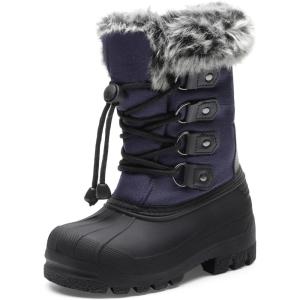 DREAM PAIRS Boys & Girls Waterproof Winter Snow Boots for Little Kid/Big Kid(Navy)