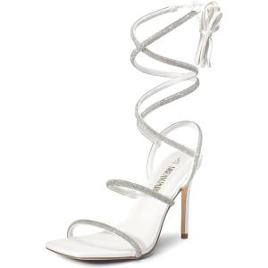 DREAM PAIRS High Heels Stilettos for Women – Strappy Gladiator Sexy Square Toe Open Toe Dressy Pumps Sandals(White)