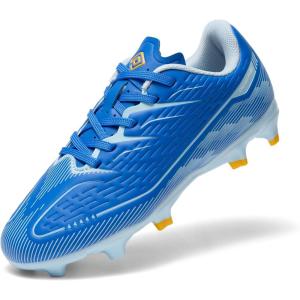 DREAM PAIRS Kids Multi Ground Soccer Cleats with High-Speed Anti-Twist TPU Plate Athletic Football Shoes for Little/Big Kids(Blue)