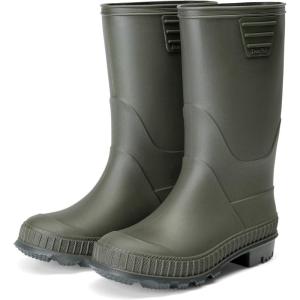 DREAM PAIRS Kids Rain Boots Easy-On Lightweight Non-Slip Outsole for Boys & Girls Outdoor Rainy Day Play(Olive)