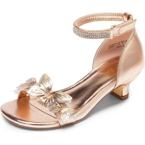 DREAM PAIRS Lace Up Low Heel Sandals for Girls Ankle Strap Dress Pump Strappy Gladiator Wedding Party Shoes for Little Kid/Big Kid