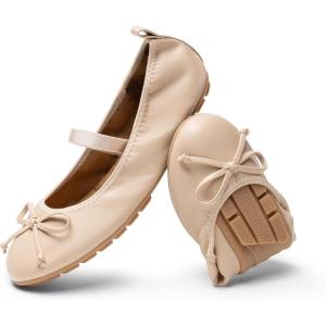 DREAM PAIRS Little Girls Toddler Ballet Flats Dress Shoes Mary Janes Shoes(Nude)
