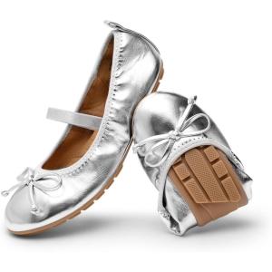 DREAM PAIRS Little Girls Toddler Ballet Flats Dress Shoes Mary Janes Shoes(Silver)