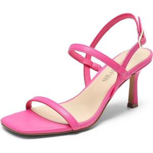 DREAM PAIRS Womens Slingback Heels Square Open Toe Strappy Sandals Ankle Strap High Heeled Dressy Shoes(Hot Pink)