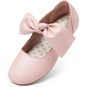 Dream Pairs Girls Ballerina Flats Mary Jane Front Bow Dress Shoes(Pink)