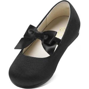 Dream Pairs Girls Dress Shoes Mary Jane Flower Girl Bow Ballet Flats for Wedding Party Toddler/Little Kid(Sophia-22-black)