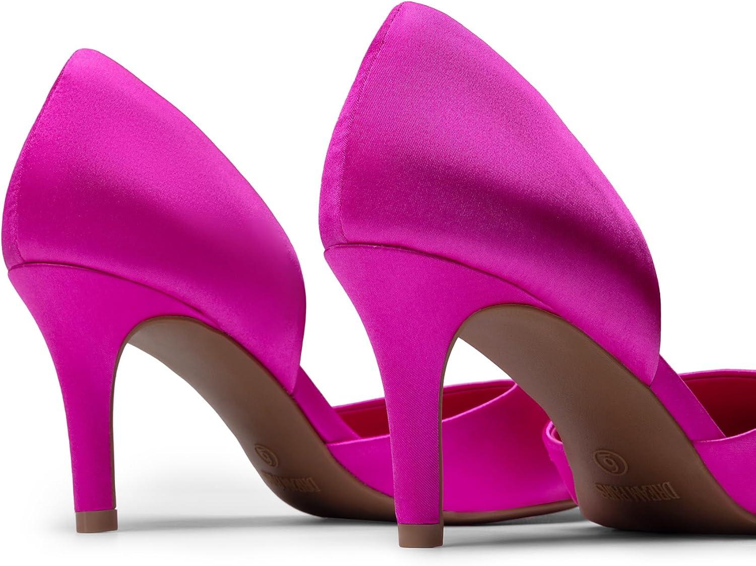 image:imageDREAM PAIRS Womens High Heel Closed Toe PumpsHot Pinksatin