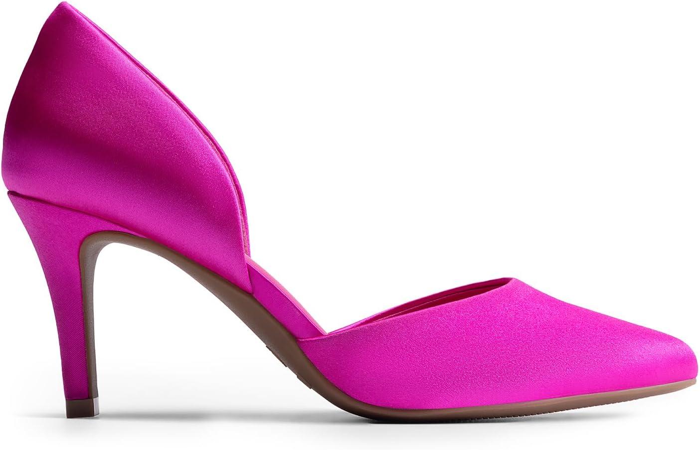image:imageDREAM PAIRS Womens High Heel Closed Toe PumpsHot Pinksatin