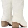 DREAM PAIRS Cowboy Boots for Women Cowgirl Western Boots Fashion Embroidery Stitched Chunky Heel Mid Calf Boots(All White)