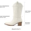 DREAM PAIRS Cowboy Boots for Women Cowgirl Western Boots Fashion Embroidery Stitched Chunky Heel Mid Calf Boots(All White)