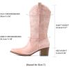 DREAM PAIRS Cowboy Boots for Women Cowgirl Western Boots Fashion Embroidery Stitched Chunky Heel Mid Calf Boots(Light Pink)