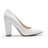 DREAM PAIRS Women’s High Chunky Block Heels Closed Pointed Toe Slip on Women Pumps Wedding Party Work Comfortable Dress Shoes for Women(White)