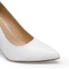 DREAM PAIRS Women’s High Chunky Block Heels Closed Pointed Toe Slip on Women Pumps Wedding Party Work Comfortable Dress Shoes for Women(White)