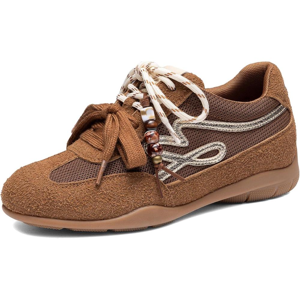 image:imageDREAM PAIRS Womens Retro Platform Sneakers Faux Suede Casual Fashion AllDay Comfort Cushion Walking Breathable ShoesBrown