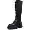 DREAM PAIRS Knee High Boots Women, Fashion Combat Boots Chunky Platform Lace Up Lug Sole Boots For Women