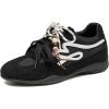 DREAM PAIRS Women’s Retro Platform Sneakers, Faux Suede Casual Fashion All-Day Comfort Cushion Walking Breathable Shoes(Black)