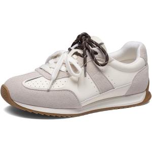 DREAM PAIRS Women’s Platform Fashion Sneakers Retro Classic Trainers Casual Stylish Breathable Tennis Running Walking Shoes(Grey/White)