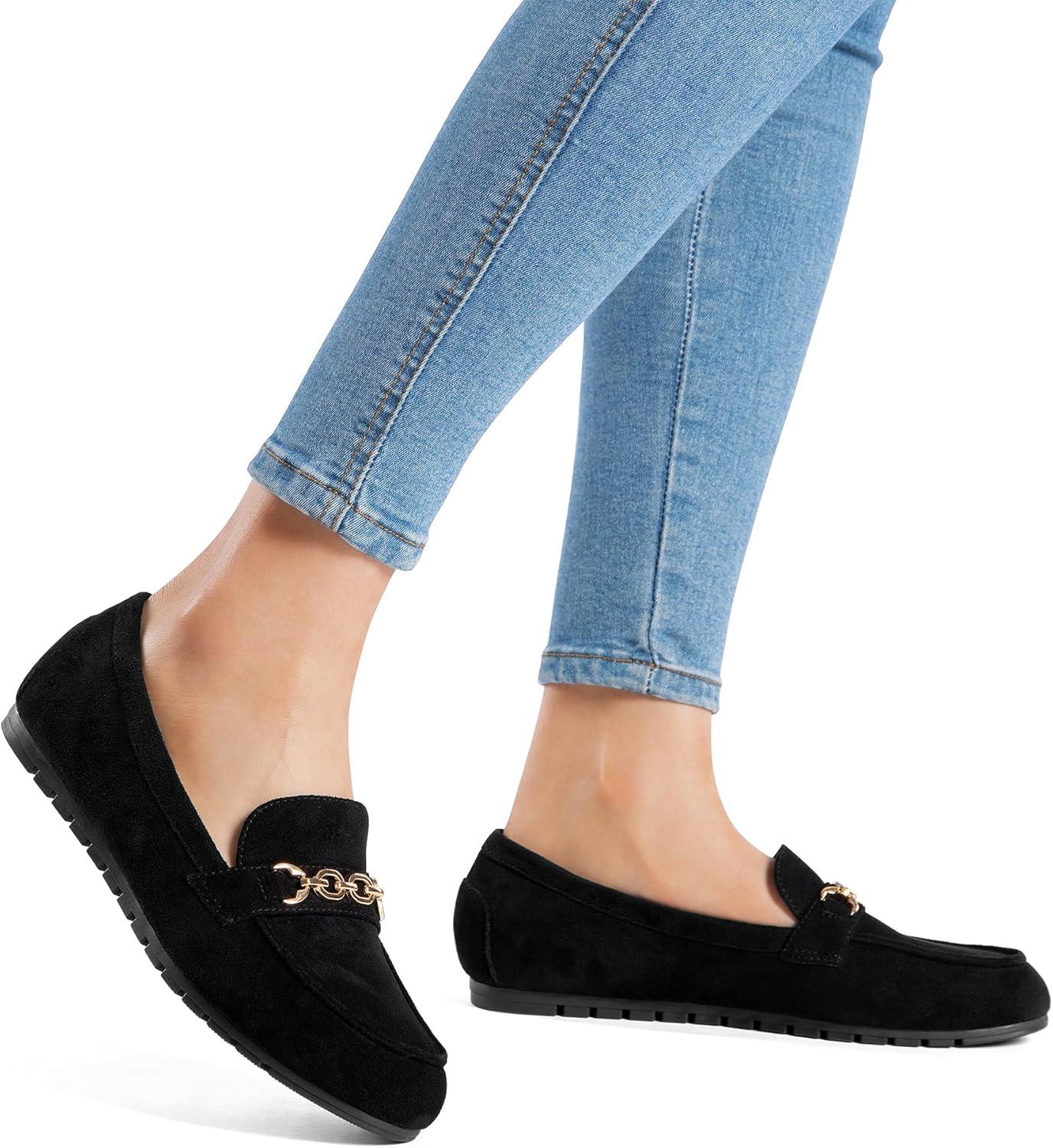 image:imageDREAM PAIRS Loafers for Women Casual Comfortable Slip On Flat Lightweight Leisure Work Shoe Comfort Walking ShoesBlacksuede
