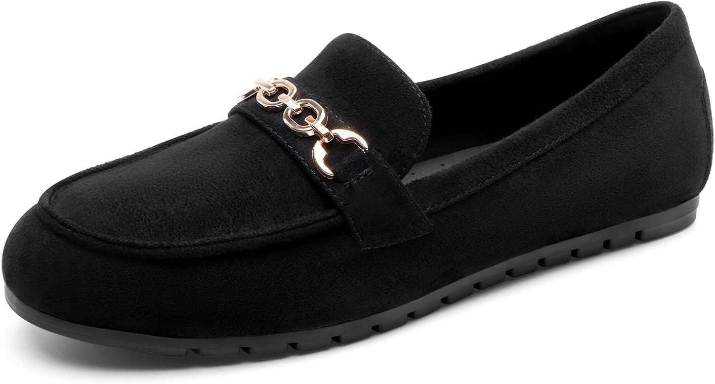 image:imageDREAM PAIRS Loafers for Women Casual Comfortable Slip On Flat Lightweight Leisure Work Shoe Comfort Walking ShoesBlacksuede