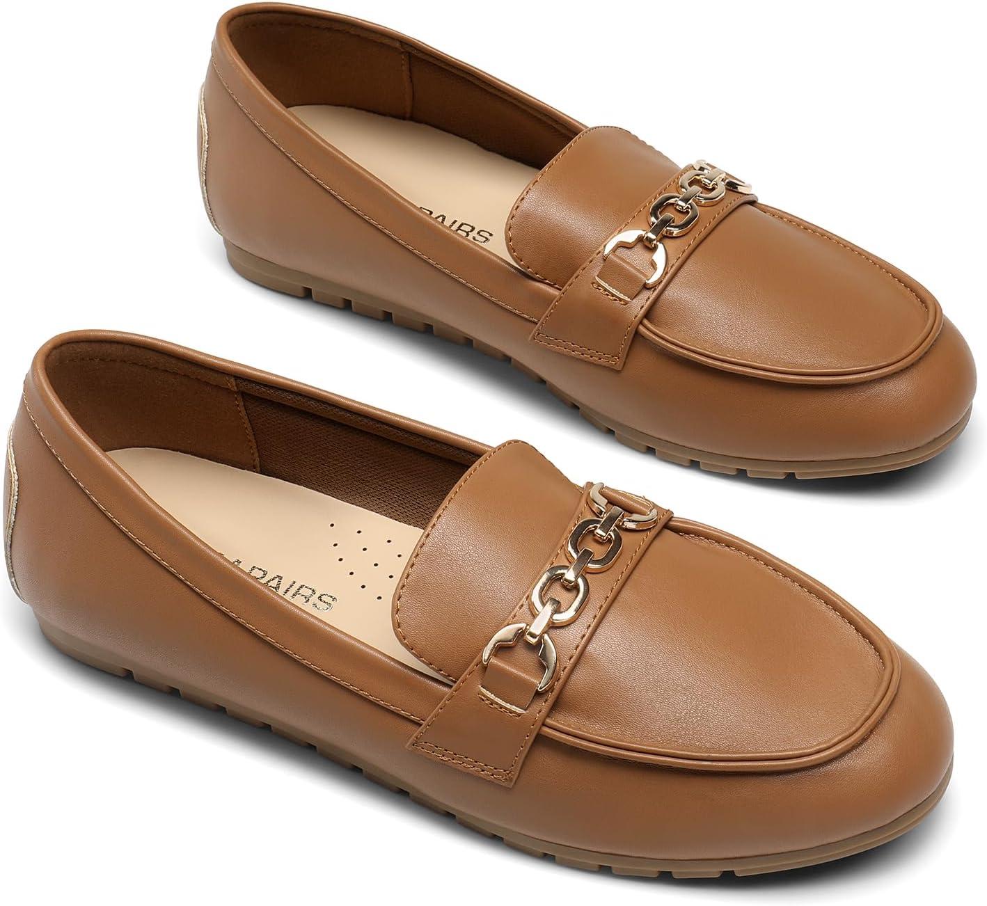 image:imageDREAM PAIRS Loafers for Women Casual Comfortable Slip On Flat Lightweight Leisure Work Shoe Comfort Walking ShoesBrownpu