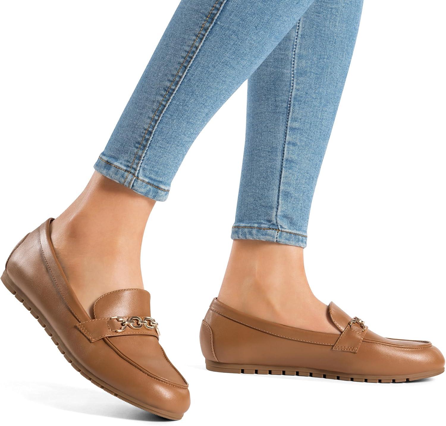 image:imageDREAM PAIRS Loafers for Women Casual Comfortable Slip On Flat Lightweight Leisure Work Shoe Comfort Walking ShoesBrownpu