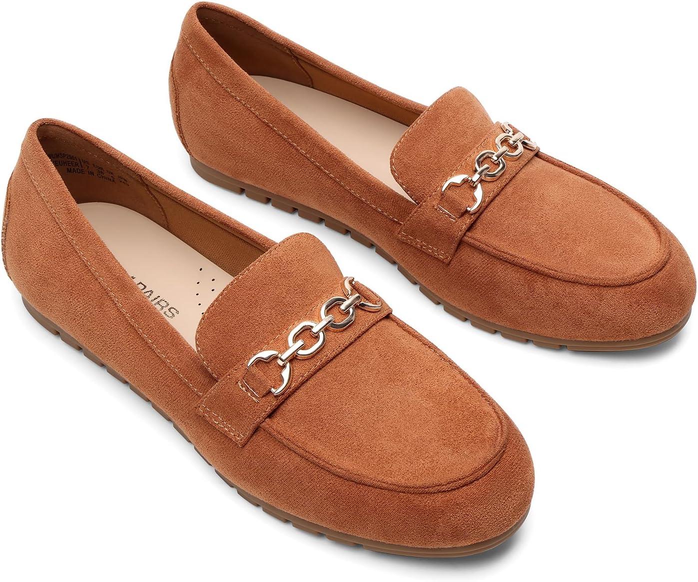 image:imageDREAM PAIRS Loafers for Women Casual Comfortable Slip On Flat Lightweight Leisure Work Shoe Comfort Walking ShoesBrownsuede