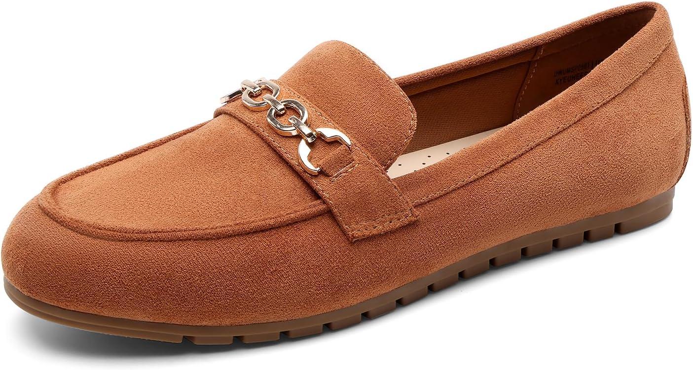 image:imageDREAM PAIRS Loafers for Women Casual Comfortable Slip On Flat Lightweight Leisure Work Shoe Comfort Walking ShoesBrownsuede