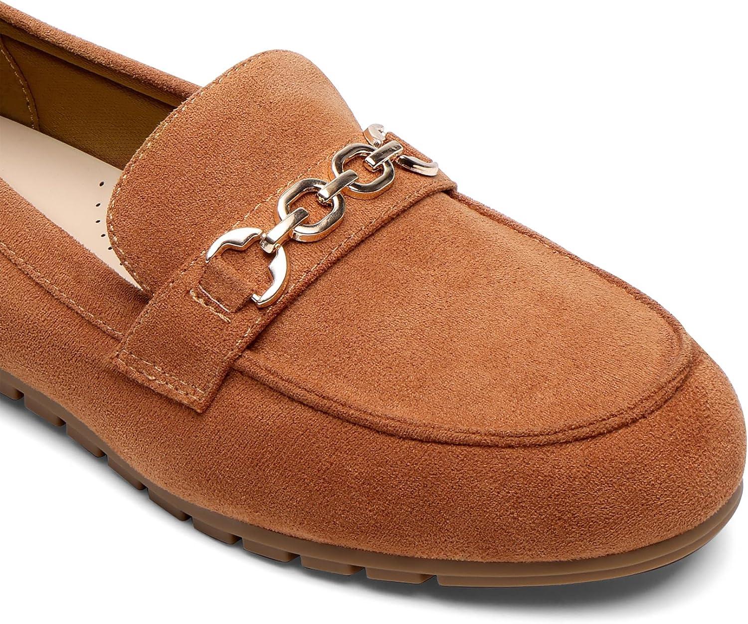 image:imageDREAM PAIRS Loafers for Women Casual Comfortable Slip On Flat Lightweight Leisure Work Shoe Comfort Walking ShoesBrownsuede