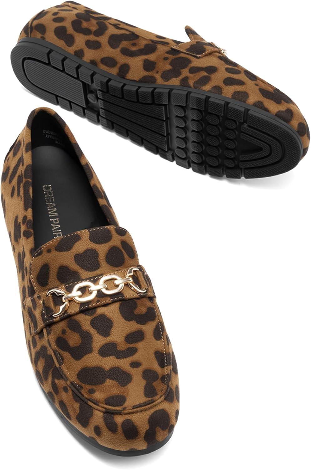 image:imageDREAM PAIRS Loafers for Women Casual Comfortable Slip On Flat Lightweight Leisure Work Shoe Comfort Walking ShoesLeopard
