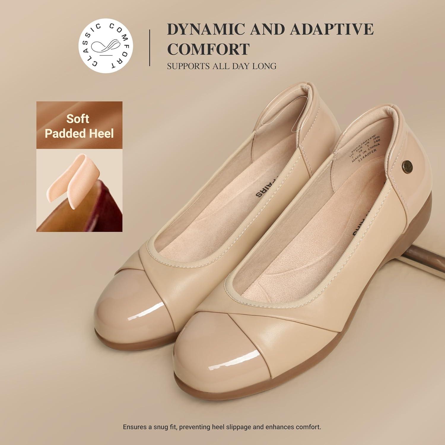 image:imageDREAM PAIRS Womens Ballet Flats Work Office Dress Shoes Comfortable Dressy Casual Flats for WomenNude