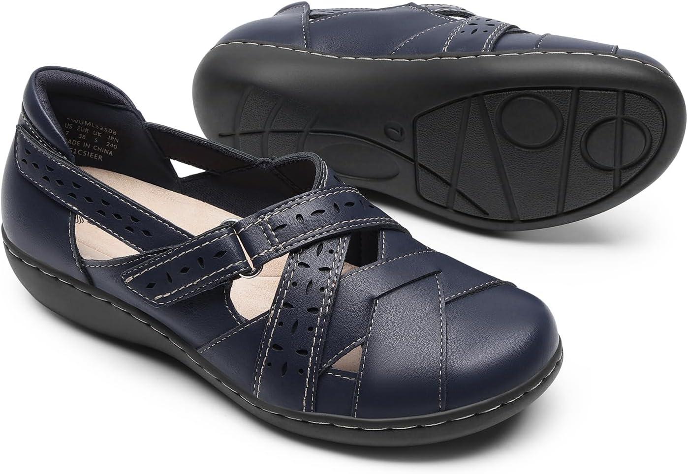 image:imageDREAM PAIRS Womens Loafers Slip On Comfortable Casual Orthopedic Walking Flats Work Shoes Closed Toe Sandals with Arch SupportNavy