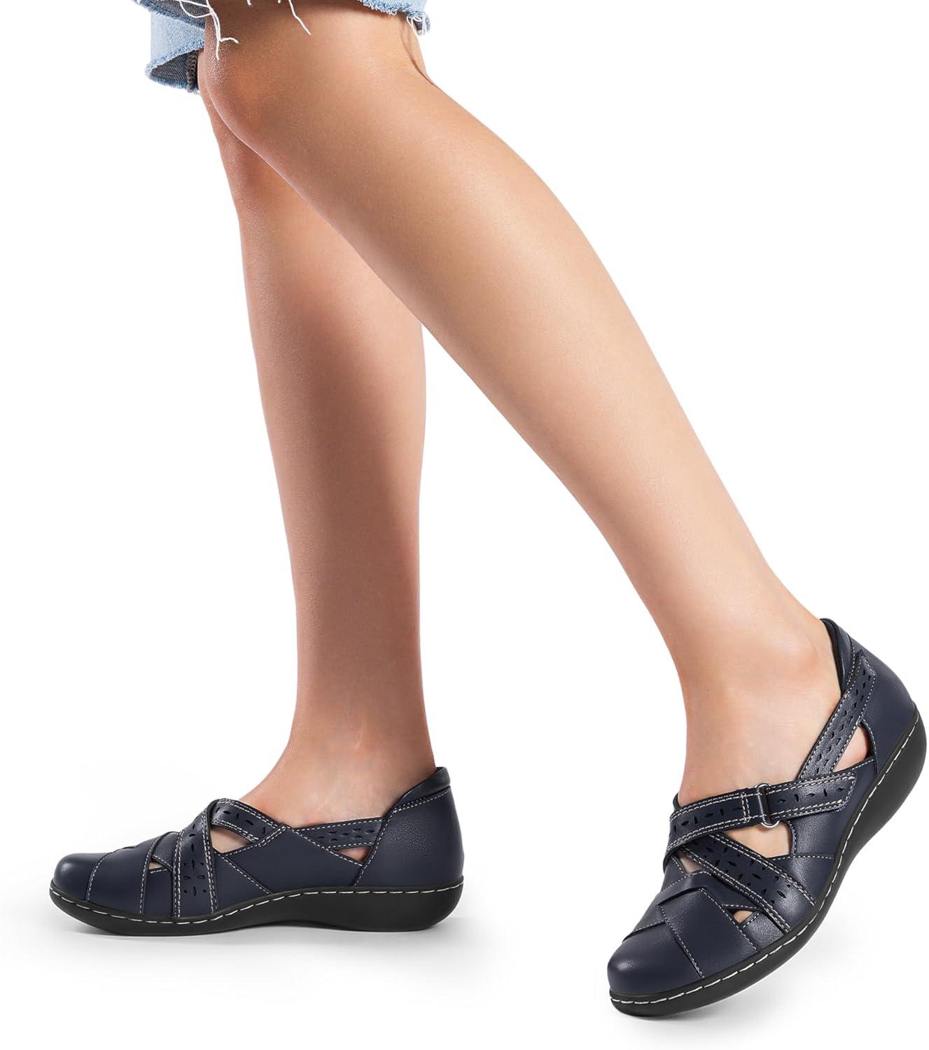 image:imageDREAM PAIRS Womens Loafers Slip On Comfortable Casual Orthopedic Walking Flats Work Shoes Closed Toe Sandals with Arch SupportNavy