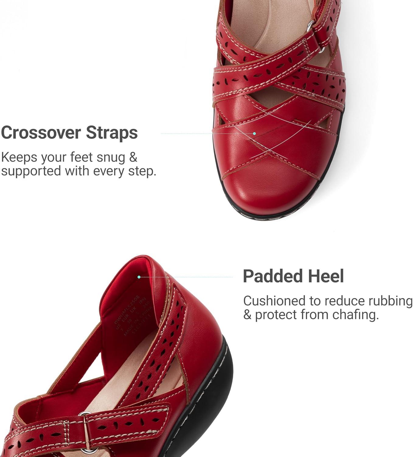 image:imageDREAM PAIRS Womens Loafers Slip On Comfortable Casual Orthopedic Walking Flats Work Shoes Closed Toe Sandals with Arch SupportRed