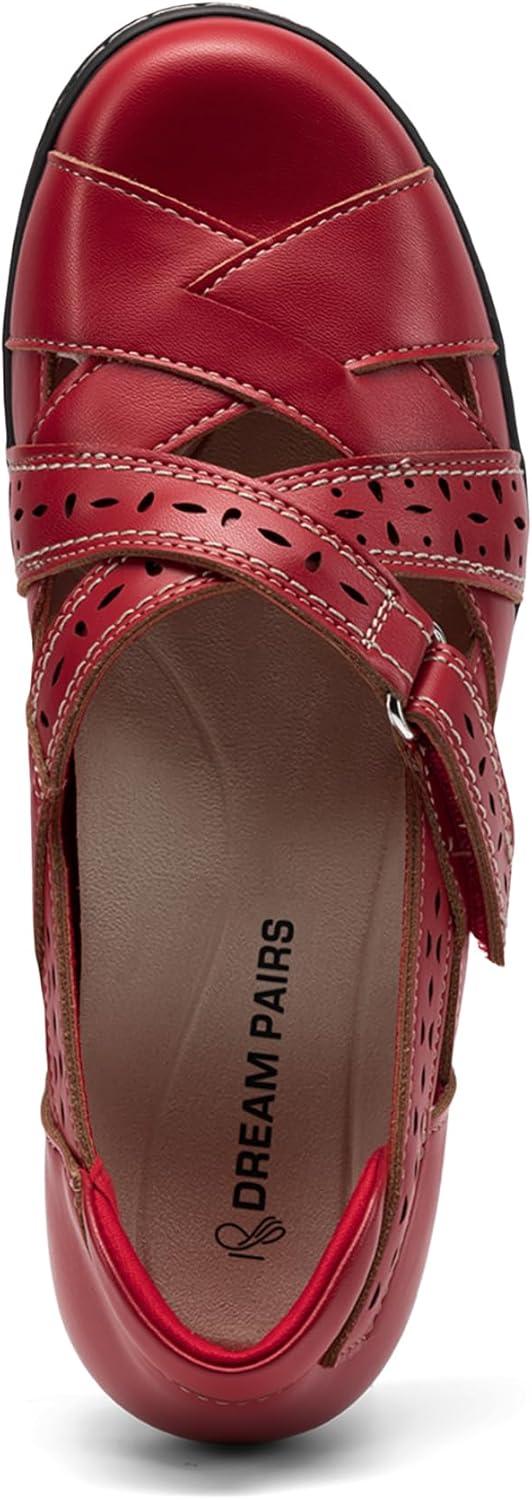 image:imageDREAM PAIRS Womens Loafers Slip On Comfortable Casual Orthopedic Walking Flats Work Shoes Closed Toe Sandals with Arch SupportRed